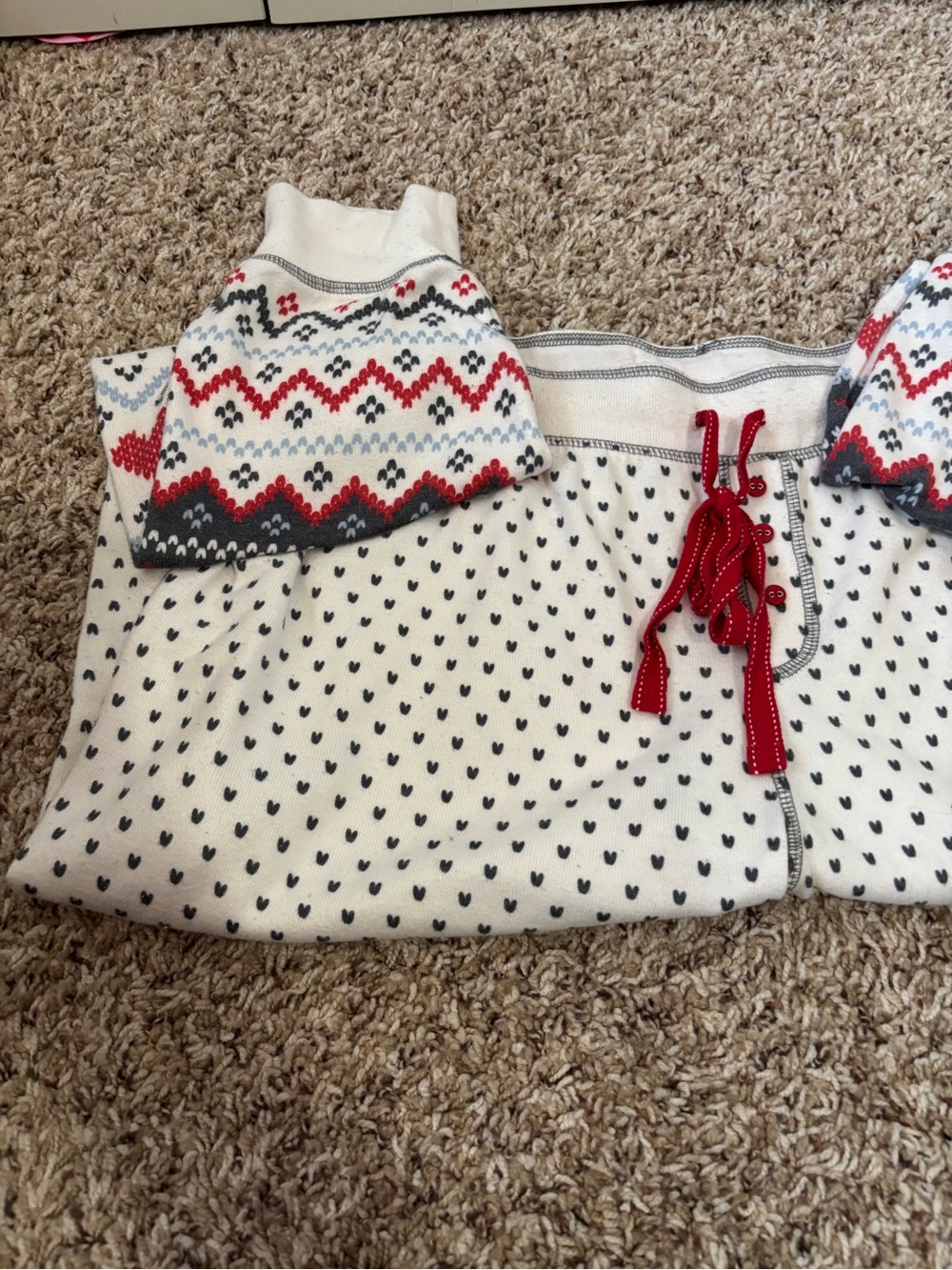 P.J. Salvage Fair Isle Heart Print Thermal Pajama Jogger Pants-Size Large